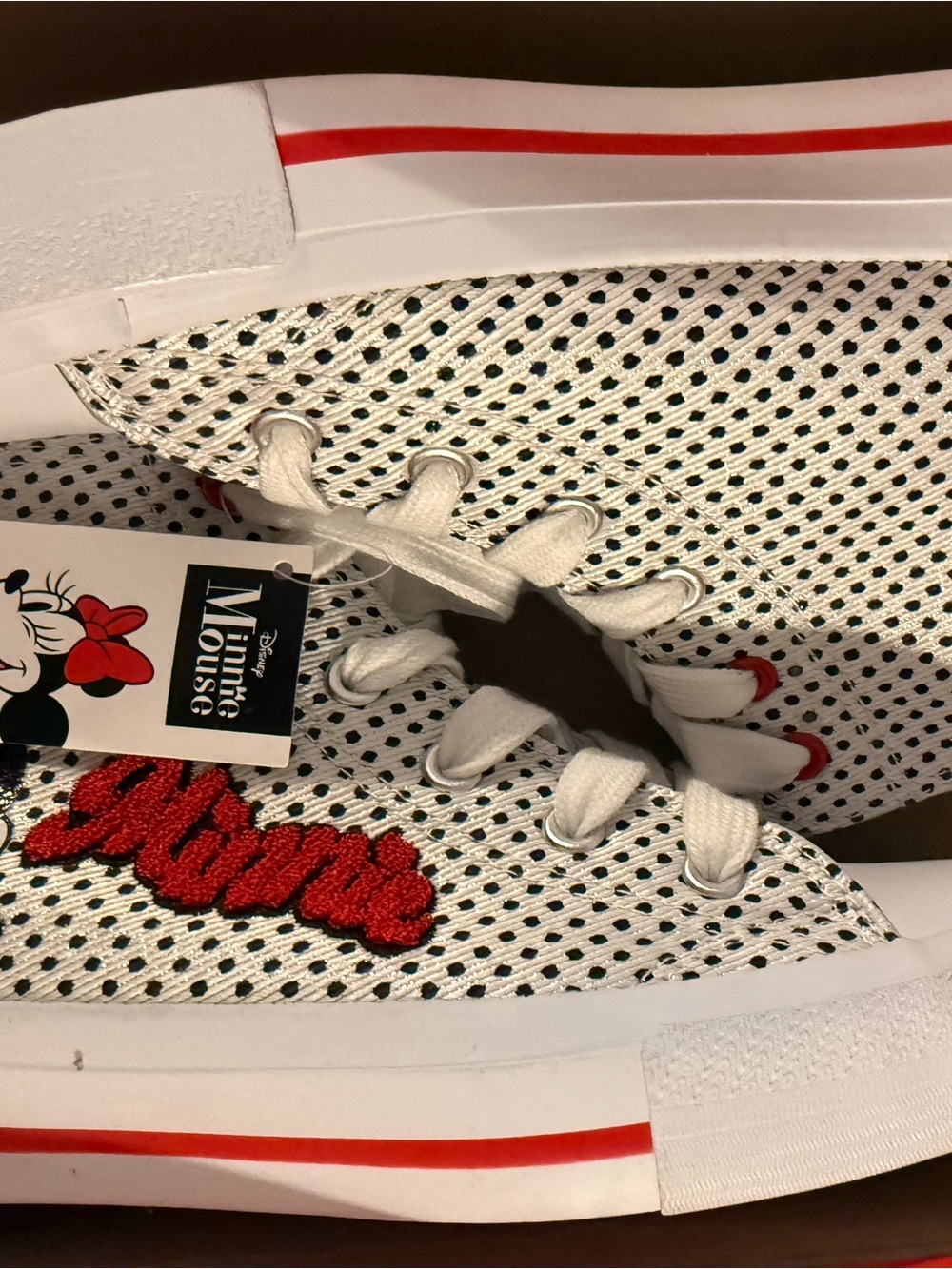 Disney White Mesh Minnie Mouse Sneakers with Red Accents - Picture 2 of 5